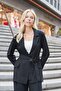 Women's Silky Modal Fabric Collar Pocket Flap Sleeves Buttoned Lace-Up Long Blazer Spring Jacket-Siya - 2