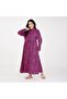 Black and Dark Pink Abstract Printed Maxi Shirt Dress - 3