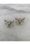 Premium Steel Earrings with Stone in the Form of a Bee - 2