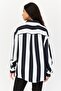 Women Spread Collar Long Sleeves Stripe Shirt, Multicolor - 4