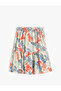 Beige Girl's Floral Midi Skirt