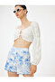 Blue Women's Mini Floral Shorts - 2