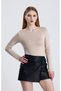 Boat Neck Long Sleeve 2-Piece Top-Black Cream - 3