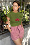 Berry Dayss Cherry Printed / Women's Multicolor T-Shirt 100% Cotton Regular Fit Comfortable Fit