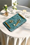 Green Marble Tray with Gold Handles Natural Stone Presentation Serving Engagement Decorative Tray