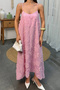 Women's Pink Thin Strap Textured A-Line Loose Dress Vs00743 - 5