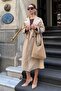 Beige Buttoned Double Breasted Collar Women's Long Trench Coat Mg2510 - 6