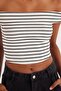 Women's Slim Fit Slim Fit Striped Strapless Blouse - 3