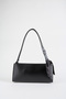 Women's Elegant Black Scarf Gift Faux Leather Baguette Zipper Closure Hand and Shoulder Bag - 3