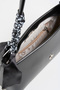 Women's Elegant Black Scarf Gift Faux Leather Baguette Zipper Closure Hand and Shoulder Bag - 6