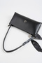 Women's Elegant Black Scarf Gift Faux Leather Baguette Zipper Closure Hand and Shoulder Bag - 5