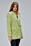 Light Khaki Regular Lined Double Breasted Closure Woven Oversize Blazer Jacket - 6