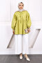 Oil Green Sleeve Elastic Front Buttoned Tunic - 2