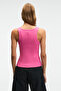 Lillesol women's ribbed slim fit bodycon cotton basic fuchsia blouse tank top with pool neck - 5