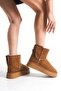 Uk High Tan Suede Half Boots with Fur Inside Flat Sole Women's Shoes - 3