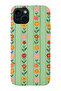 iPhone 15 Compatible Sequential Flowers Patterned Suede Launch Protective Phone Case