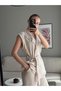 Belted Trousers Vest Double Suit Beige - 4