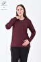 Women's Middle Age and Above Viscose Stripe Flower Pattern Stone Embroidered Lycra Dark Claret Red Mother Combed Cotton Blouse