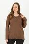 Women's Cinnamon Collar and Skirt Stoned Embroidery Embroidered Slit Lycra Viscose Mother Combed Cotton Blouse