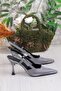 086-1011 Fls Satin Open Back Heeled Women's Shoes - 4