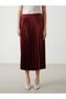 Lcwaikiki Classic Burgundy Elastic Waist Satin Women's Pleated Skirt - 2