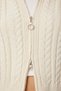 Women's Cream Zippered Knitted Motif Knitwear Cardigan YY00174 - 5