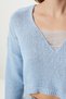 Women's Sky Blue Ripped Detailed Crop Knitwear Sweater Ki̇00148 - 4