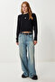 Women's Black Basic Crop Knitwear Sweater Ki̇00149 - 3