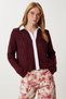 Women's Burgundy Shirt Collar Contrast Knitwear Cardigan Yy00260 - 2