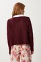 Women's Burgundy Shirt Collar Contrast Knitwear Cardigan Yy00260 - 5