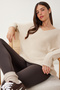 Women's Cream V-Neck Thessaloniki Knit Oversize Knitwear Sweater ZA00059
