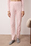 Pembe %100 Pamuklu Çiçekli Kurdele/Fiyonklu Fitilli/Pointel Örme Pijama Takımı THMAW26PT00070 - 3