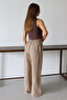 Wardrobe Essentials Vizon Keten İçerikli Geniş Paça Beli Lastikli Pantolon TWOSS25PL00124 - 5