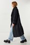 Women's Black Faux Fur Oversize Nubuck Coat Kt00031 - 5