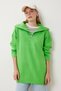 Women's Pistachio Green Zippered Oversize Knitwear Sweater Yy00263