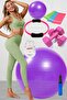 10 Pilates Ball Set Set, 3 Pilates Band Elastics, 1 Kg Dumbbell, Pilates Circle Purple - 2