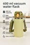 304 L Steel Green 600 ml Water Bottle with Strap and Straw cin411ys - 6