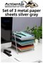 Metal Document Rack 3 in 1 Pack Desk Top A4 File Organizer Paper Tray with Metal Net Three Layers Har - 4