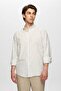 Ds Damat Slim Fit Mink Striped 100% Cotton Summer Linen Shirt