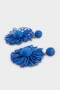 Women's Blue Straw Earrings F0825Axns - 3