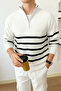 White-Black Men's Regular Zippered Fishing Knitwear Sweater