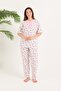 Quality Short Sleeve Cotton Wide Cut Collar Pink Mother Pajama Set - 4