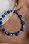 Certified Lapis Lazuli-Hematite Natural Stone Zircon Apparatus Bracelet 6-8 mm - 3