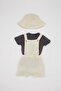 Baby Boy Short Sleeve T-Shirt Salopet Hat Muslin 3-Piece Set C4362A524Sm