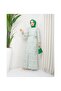 Pleated Viscose Fabric Floral Patterned Dress - Green