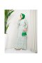 Pleated Viscose Fabric Floral Patterned Dress - Green - 8