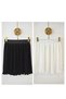 Women's 2-Piece Mini Pleated Underwear Black Ecru Elastic Waist Pleated Skirt