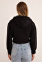 3 İplik Basic Crop-Sweatshirt mit Kapuze - 6