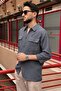 Male, Half Metal Zipper, Shirt Collar, Linen Blend, Woven, Oversize Shirt G12 - 5