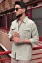Male, Half Metal Zipper, Shirt Collar, Linen Blend, Woven, Oversize Shirt G12 - 4